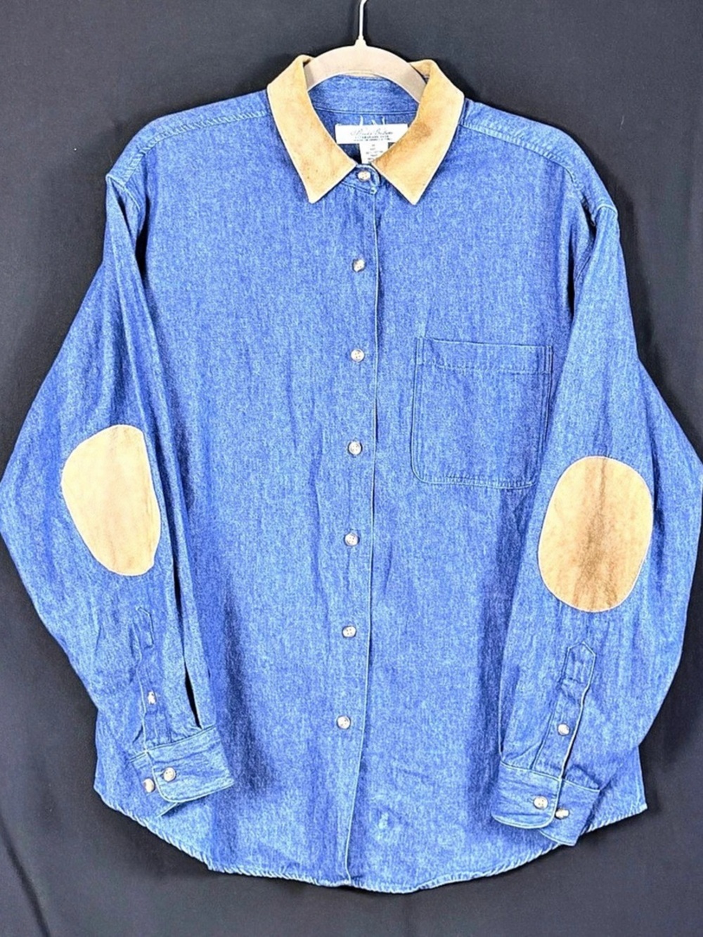 VTG Brooks Brothers Denim Button Down Shirt in Blue & Tan Size Medium Hong Kong